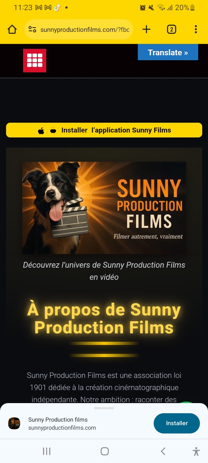 Bandeau Installer dans Chrome (Android)